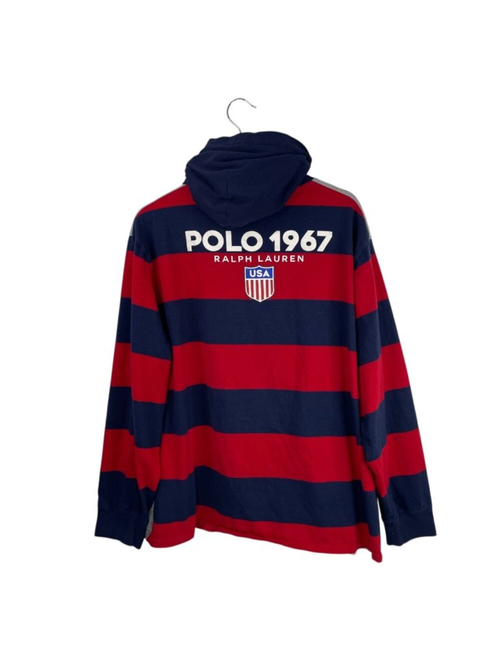 VTG Polo Sport Ralph Lauren USA Striped Vintage 90s Color Block Hoodie Size XL